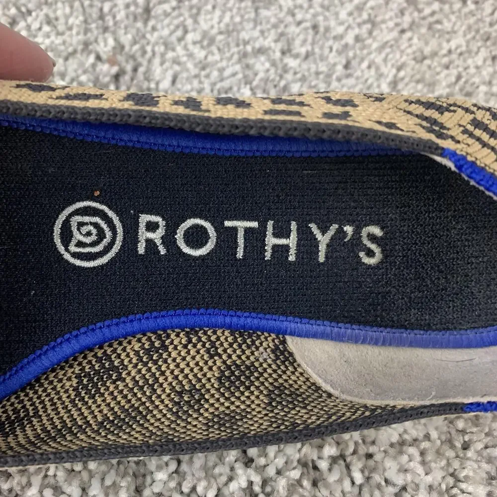 Rothy's The Point Flats Womens Size 9 Brown Leopard Knit Pointed Toe Slip On